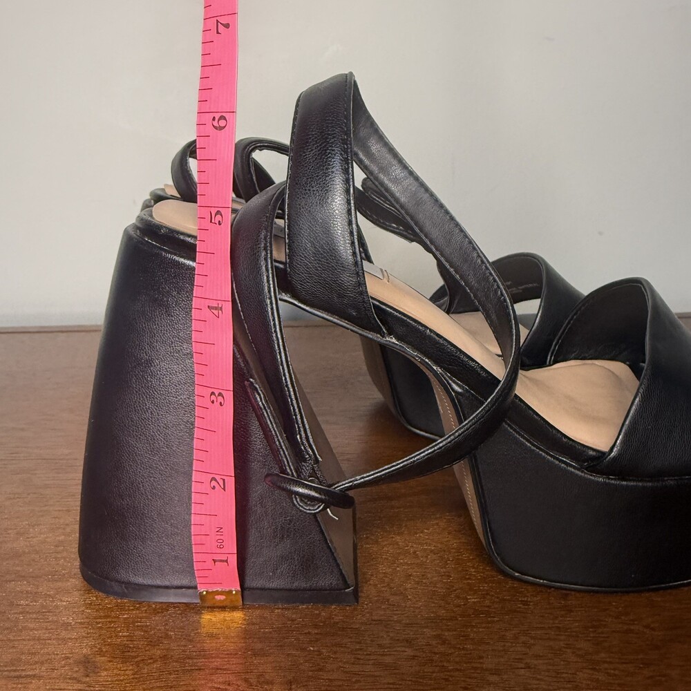 Steven New York Paysin Chunky Platform Black Heels Sandals Sz 10 Prom Formal - Picture 7 of 11